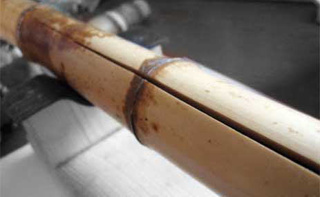 割れと割れ止め　竹割れ01　尺八修理工房幻海