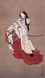 葛飾北斎画の静御前、尺八修理工房幻海